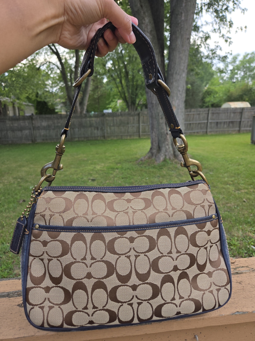 Coach Vintage Y2K Sig C Blue Suede Trim Limited Edition 2004 #7063 - Picture 2 of 5